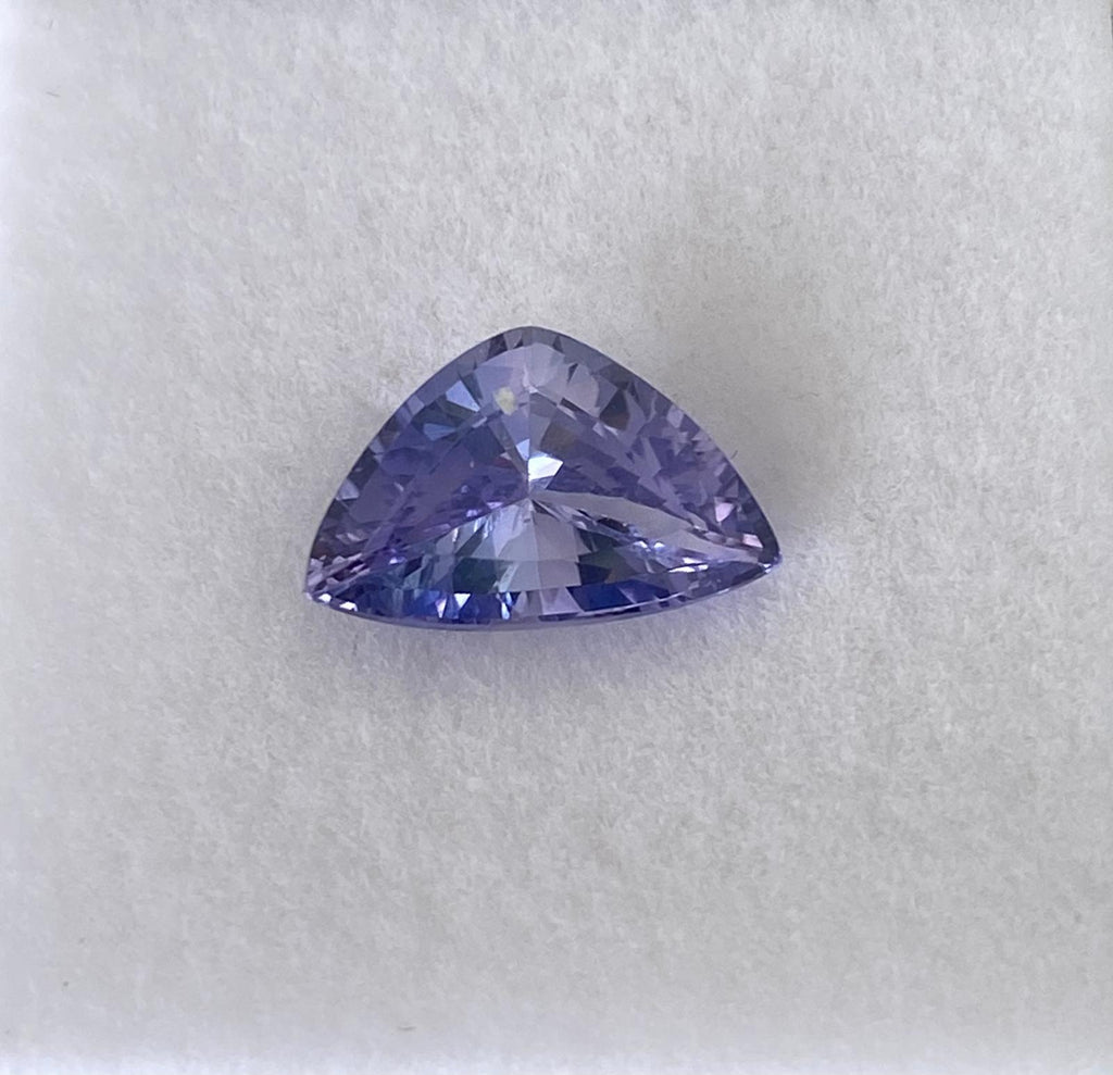 1.85 ct purple sapphire, face-up triangular mixed-cut view