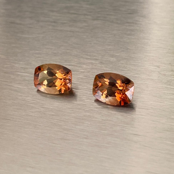 3.20 ctw matched pair of cushion-cut Oregon sunstones in orange, gold and brown tones, Otzera OTZ-2026-01630