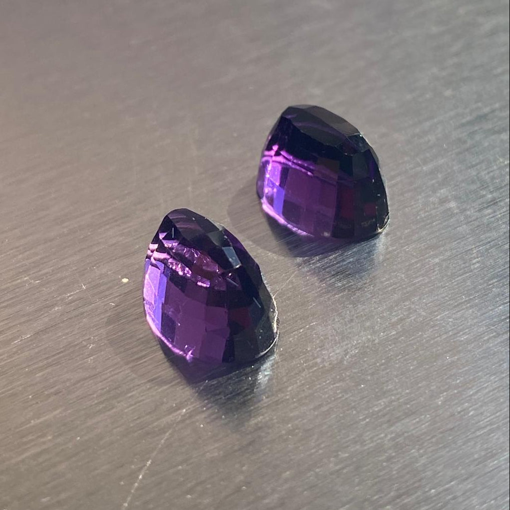 9.42 ctw matched pair of custom-cut purple amethysts, Otzera OTZ-2026-01633