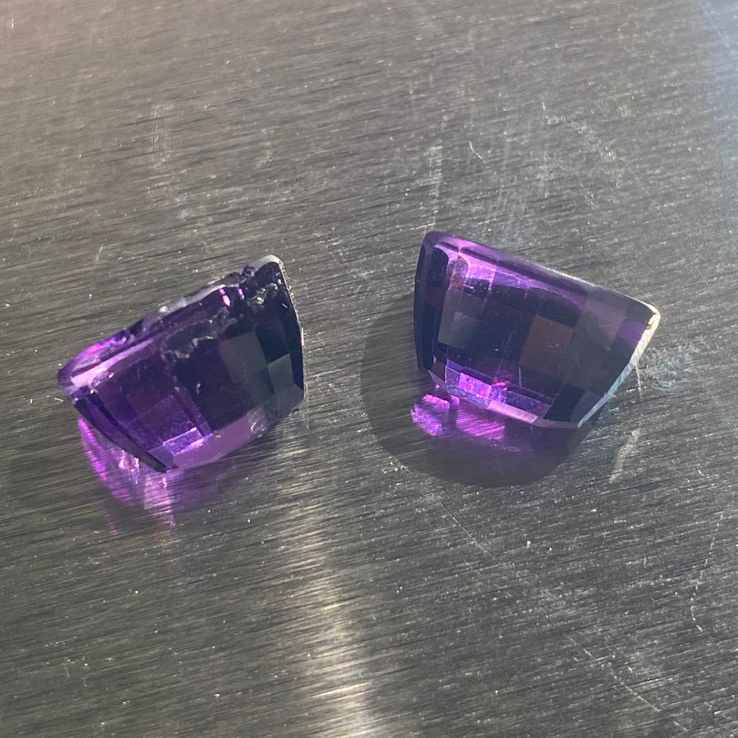 9.42 ctw matched pair of custom-cut purple amethysts, Otzera OTZ-2026-01633