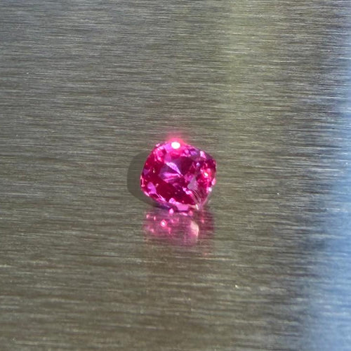 1.40 ct heated Vietnamese ruby in cushion mixed cut, alternate face-up view