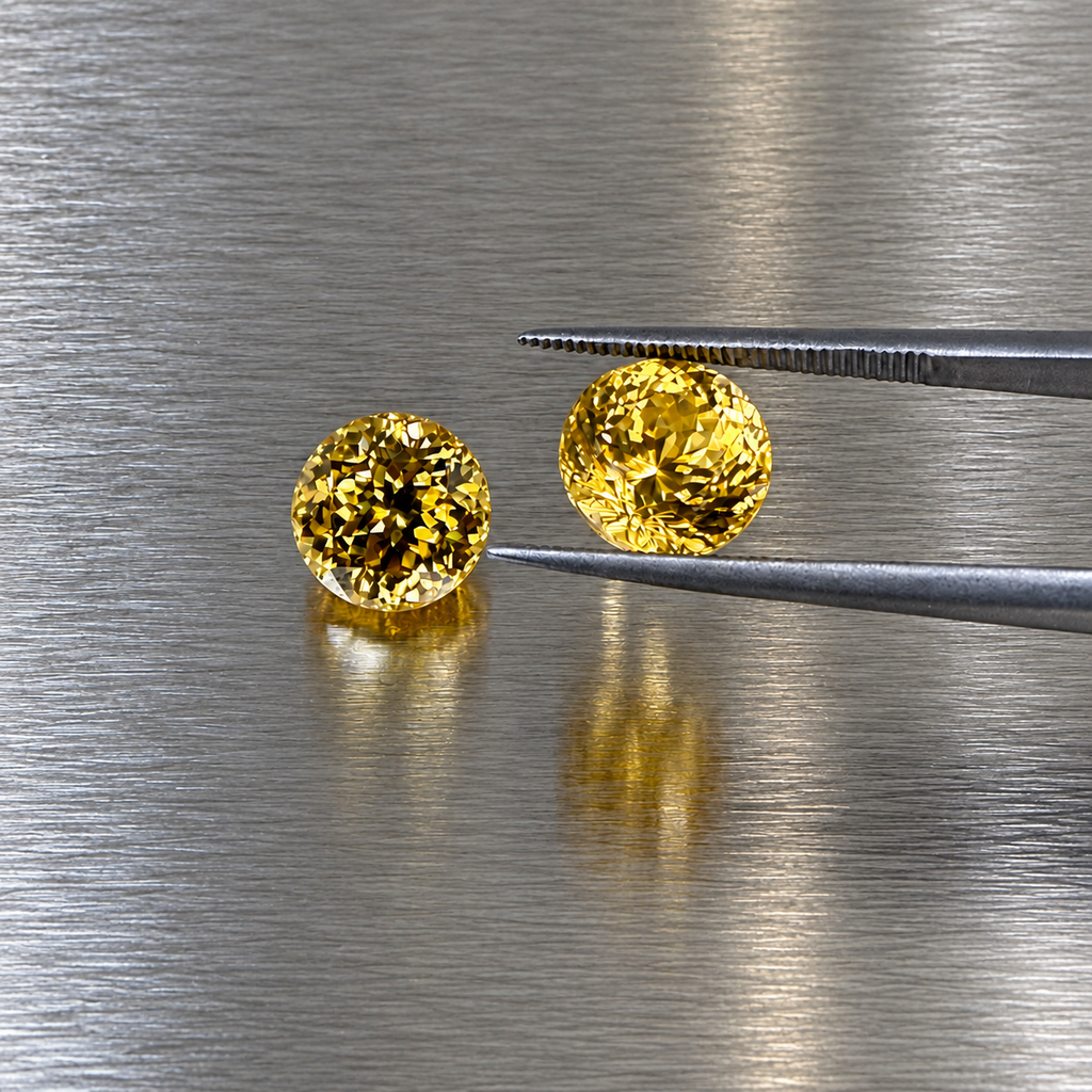 11.43 ctw Matched Natural Yellow Zircon Pair